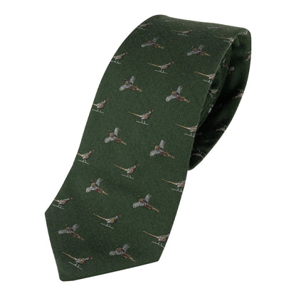 Green - Front - Jack Pyke Pheasant Silk Tie