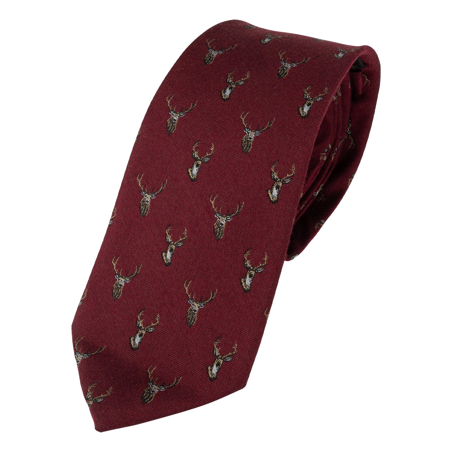 Burgundy - Front - Jack Pyke Stag Silk Tie