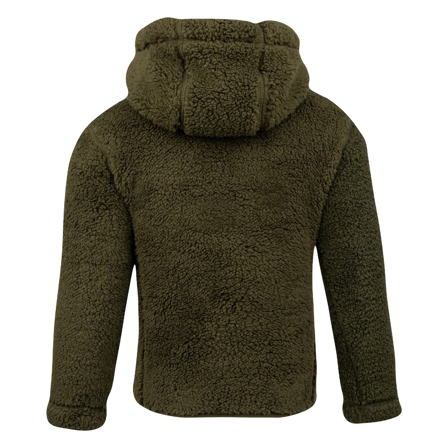Dark Olive - Back - Jack Pyke Childrens-Kids Sherpa Fleece Hoodie