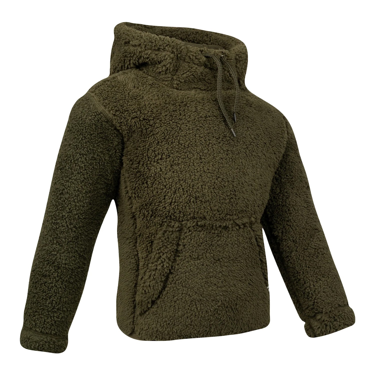 Dark Olive - Side - Jack Pyke Childrens-Kids Sherpa Fleece Hoodie