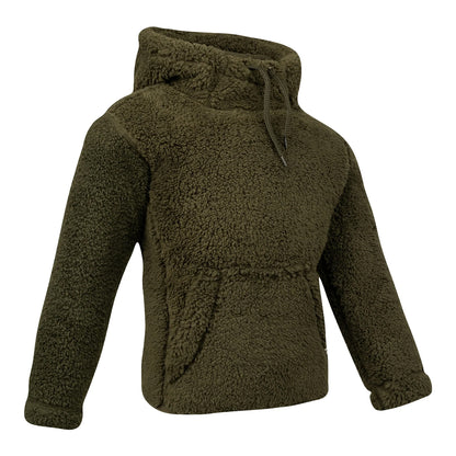 Dark Olive - Side - Jack Pyke Childrens-Kids Sherpa Fleece Hoodie