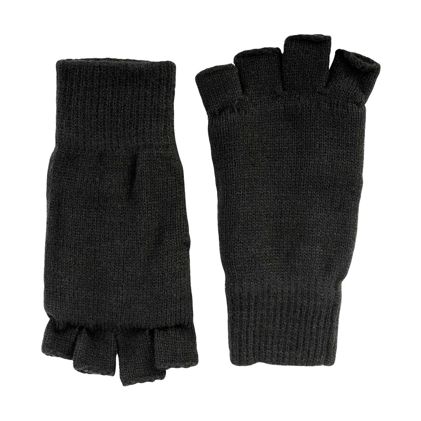 Black - Side - Jack Pyke Mens Thinsulate Plain Fingerless Gloves
