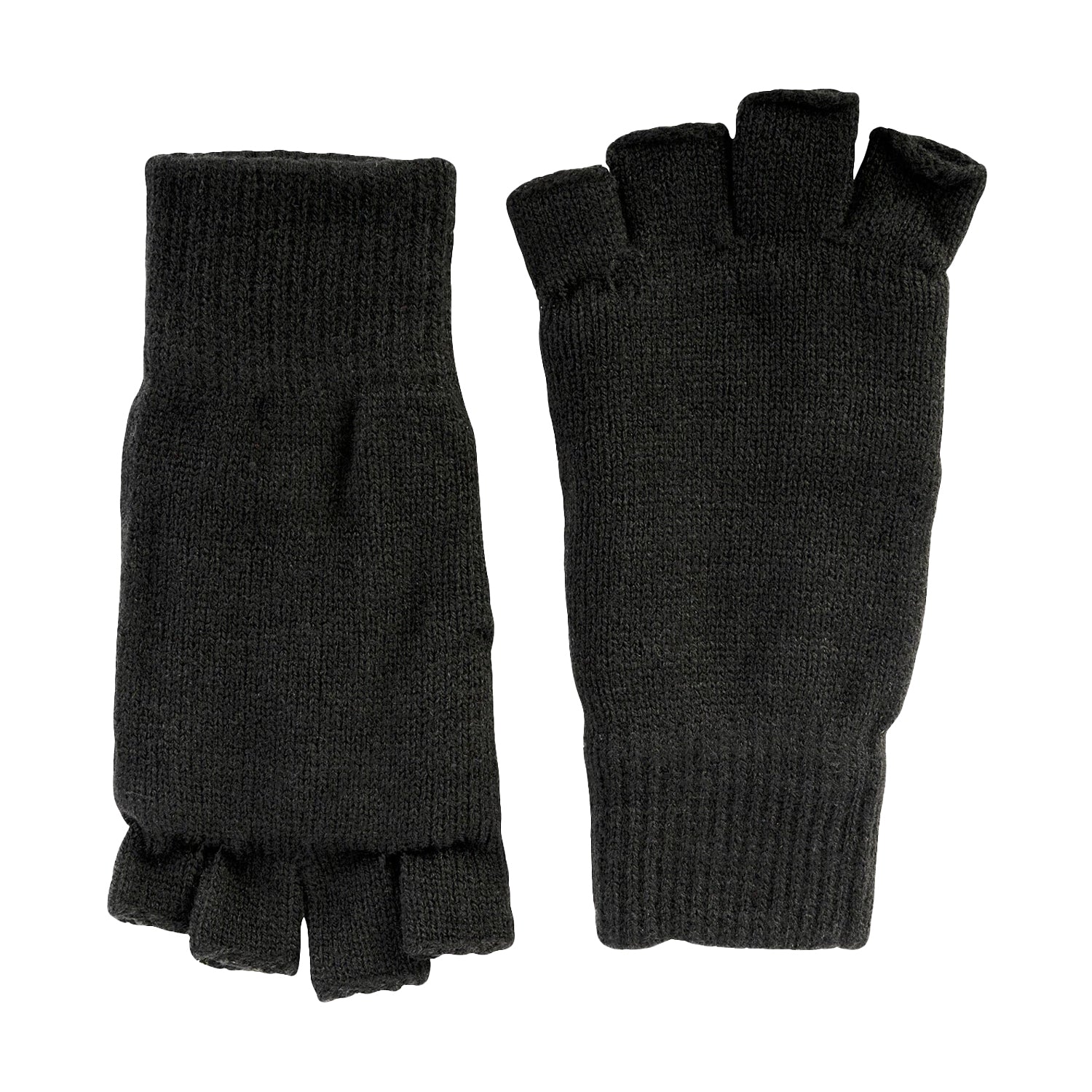 Black - Side - Jack Pyke Mens Thinsulate Plain Fingerless Gloves