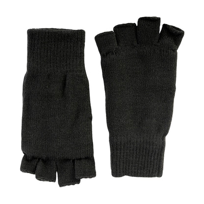 Black - Side - Jack Pyke Mens Thinsulate Plain Fingerless Gloves