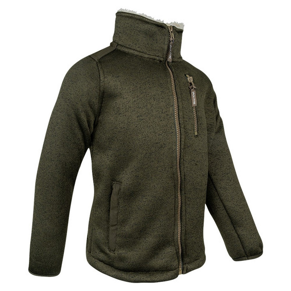Dark Olive - Side - Jack Pyke Childrens-Kids Scandinavian Fleece Jacket