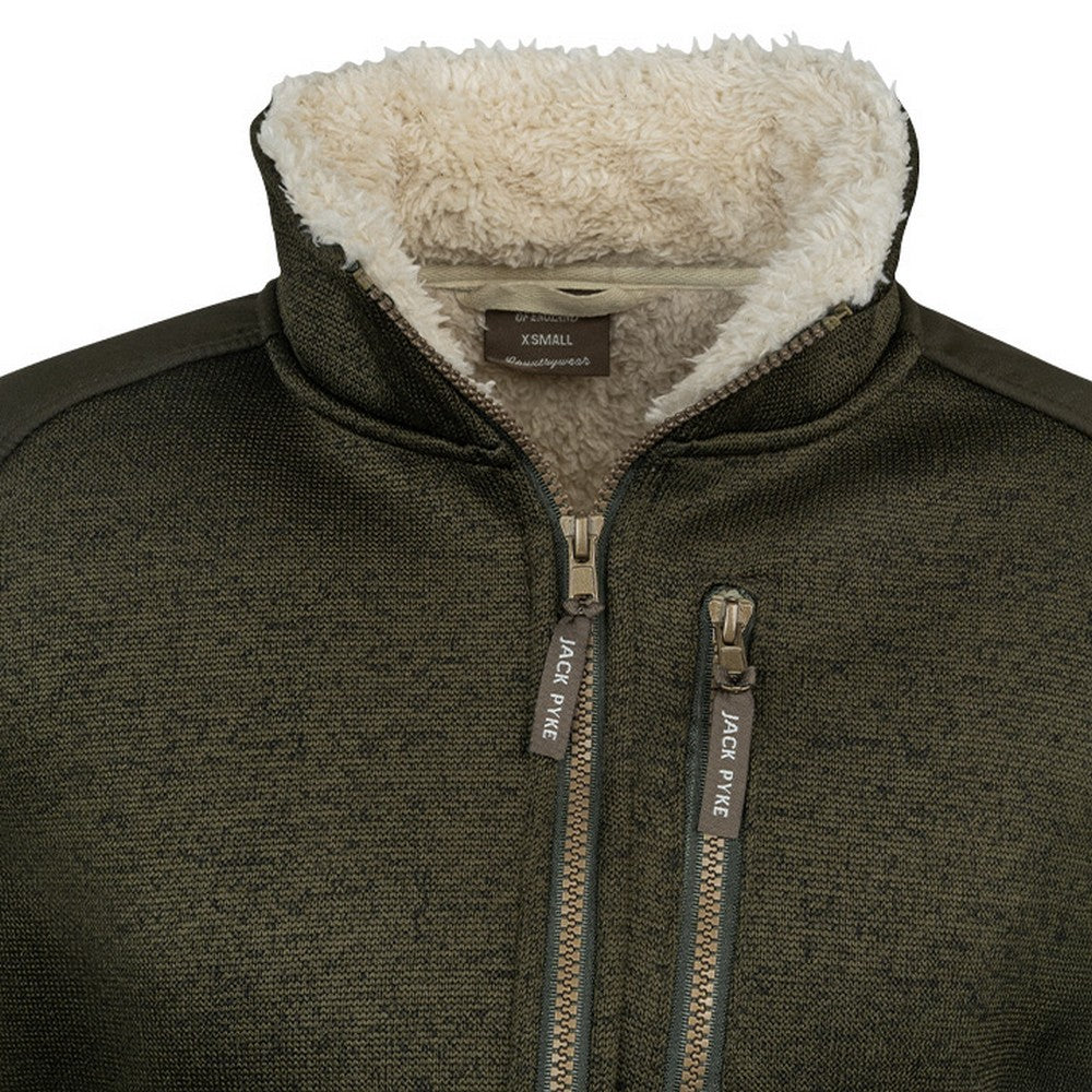 Dark Olive - Pack Shot - Jack Pyke Womens-Ladies Scandinavian Fleece Jacket