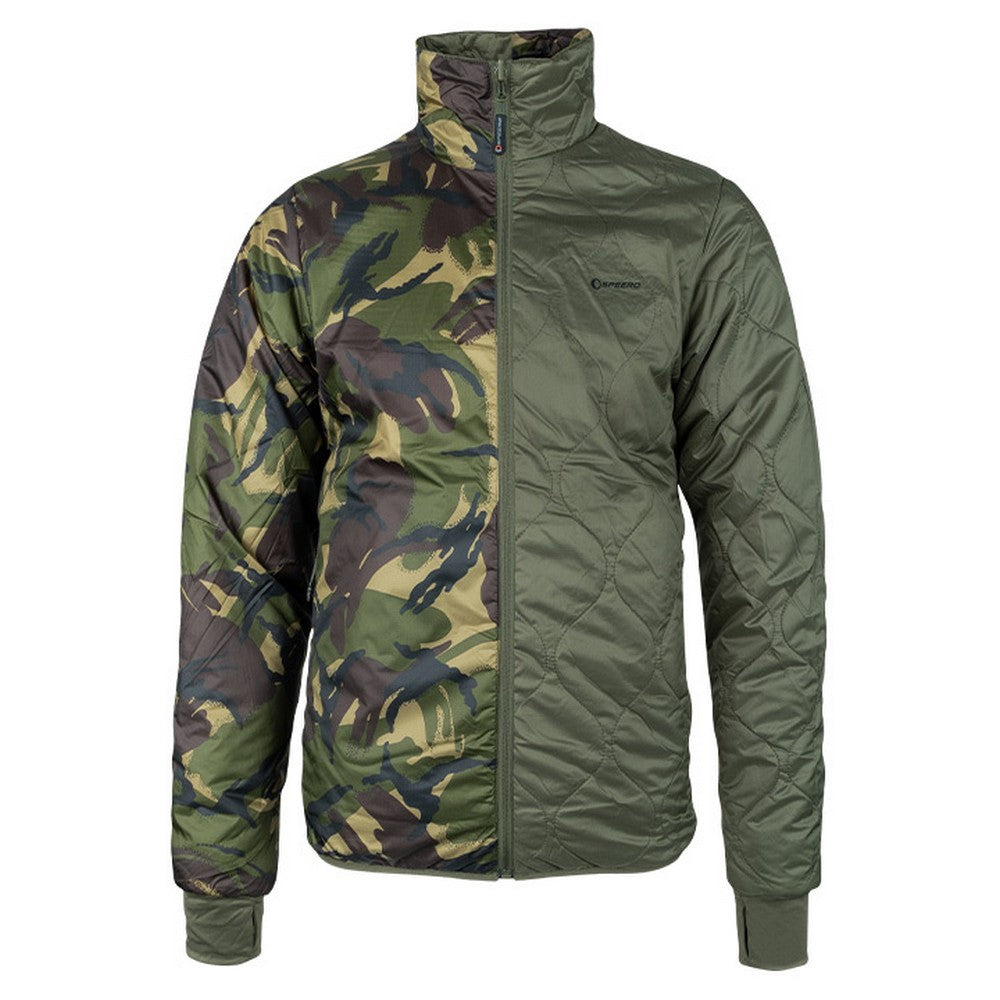 Green - Close up - Speero Mens Morava Camo Reversible Jacket