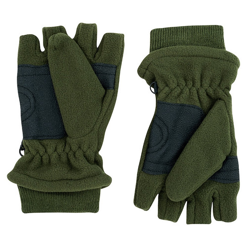 Green - Back - Jack Pyke Mens Shooters Fleece Plain Mittens