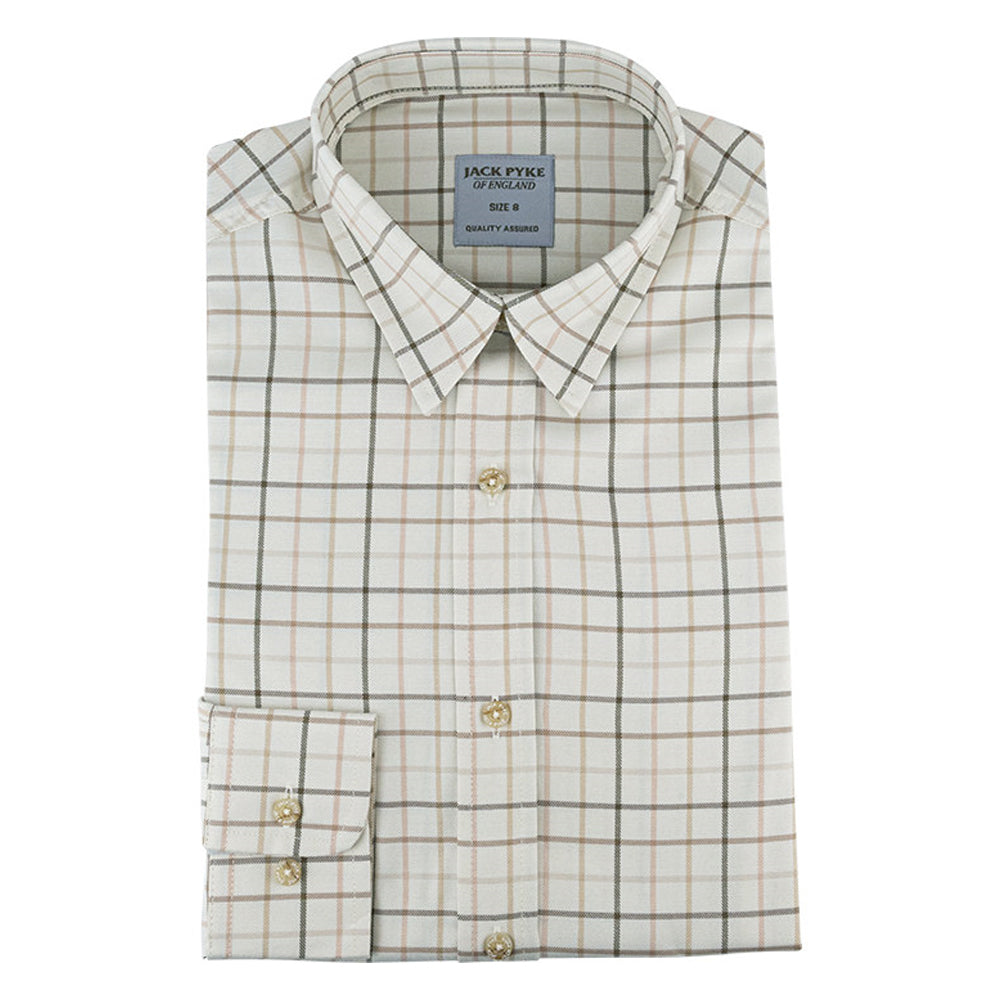 Brown - Back - Jack Pyke Womens-Ladies Countryman Checked Shirt