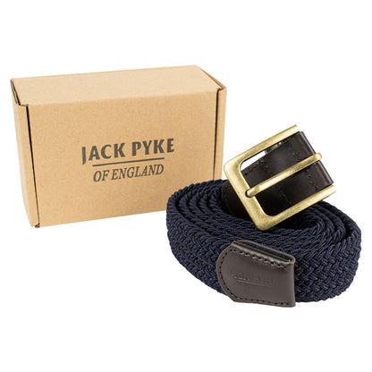 Navy - Lifestyle - Jack Pyke Mens Countryman Leather Trim Elasticated Waist Belt