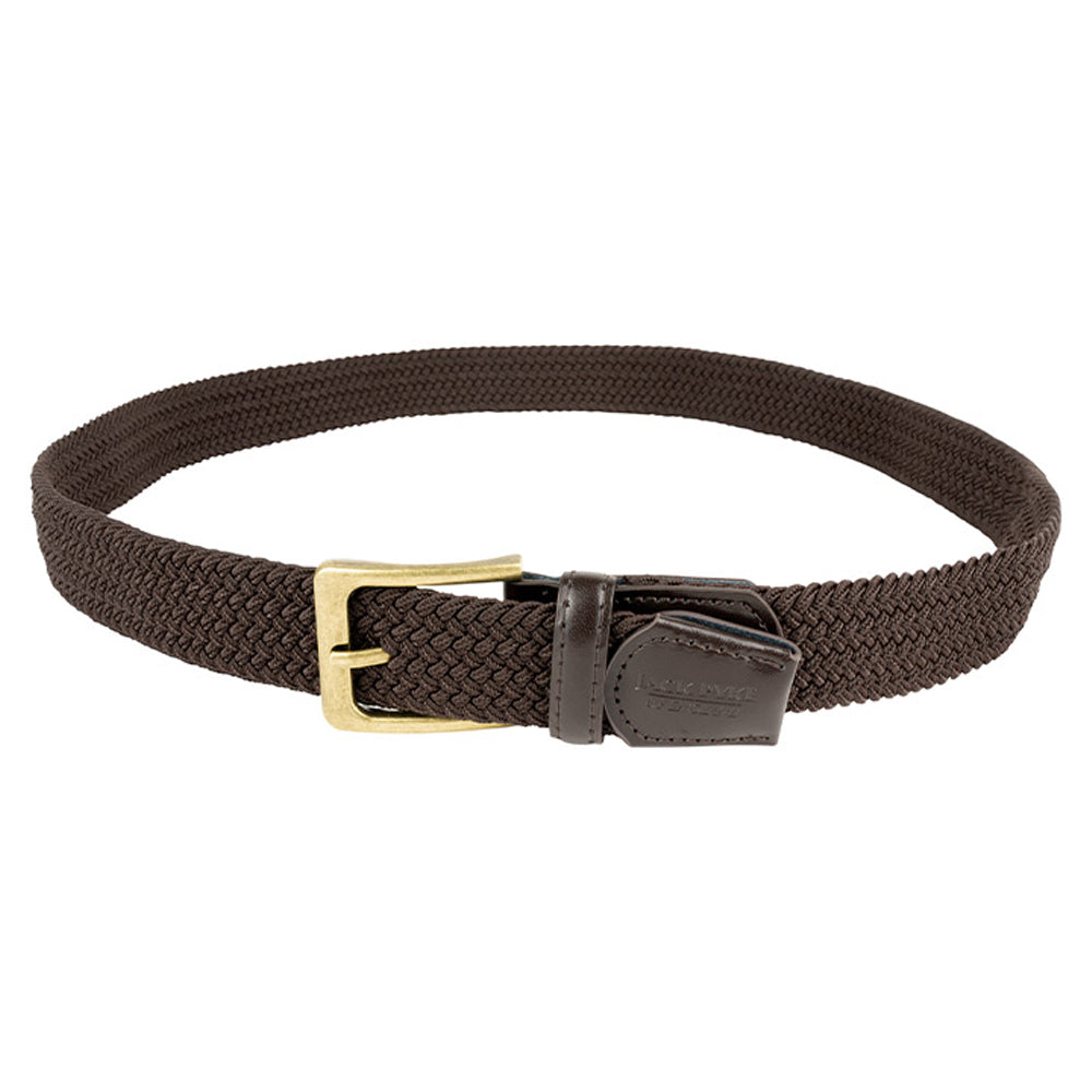 Brown - Back - Jack Pyke Mens Countryman Leather Trim Elasticated Waist Belt