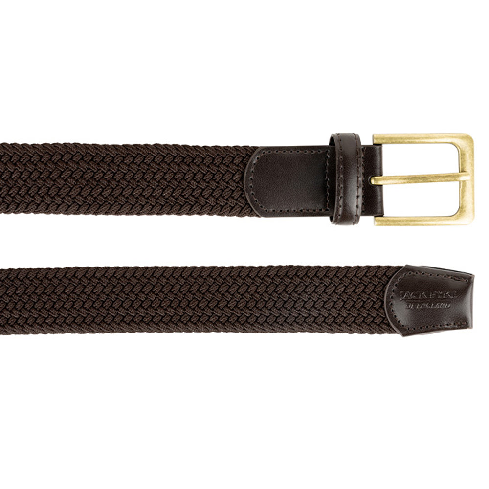 Brown - Side - Jack Pyke Mens Countryman Leather Trim Elasticated Waist Belt
