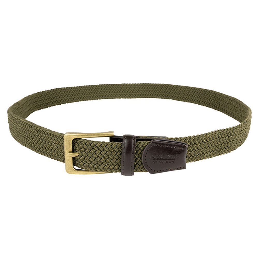 Green - Back - Jack Pyke Mens Countryman Leather Trim Elasticated Waist Belt