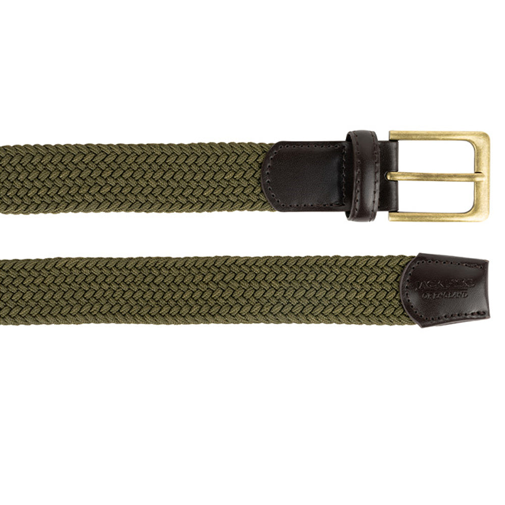 Green - Side - Jack Pyke Mens Countryman Leather Trim Elasticated Waist Belt