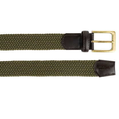 Green - Side - Jack Pyke Mens Countryman Leather Trim Elasticated Waist Belt