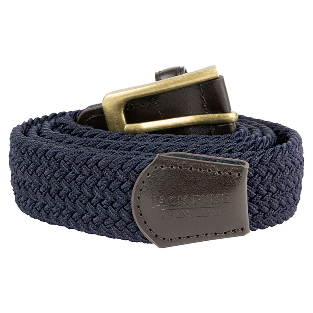 Navy - Front - Jack Pyke Mens Countryman Leather Trim Elasticated Waist Belt