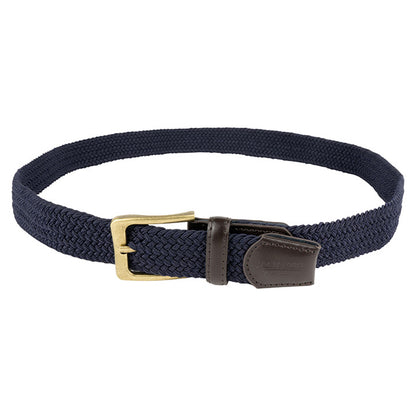 Navy - Back - Jack Pyke Mens Countryman Leather Trim Elasticated Waist Belt