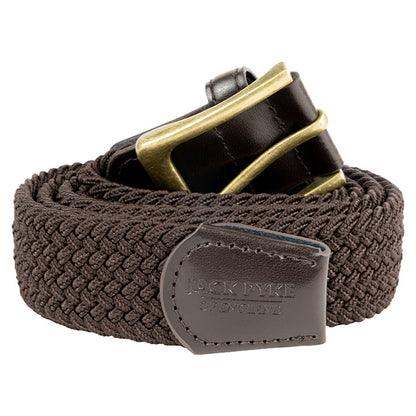 Brown - Front - Jack Pyke Mens Countryman Leather Trim Elasticated Waist Belt