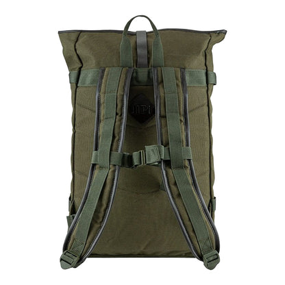 Green - Back - Jack Pyke Leather Detailing Fold Up Rucksack