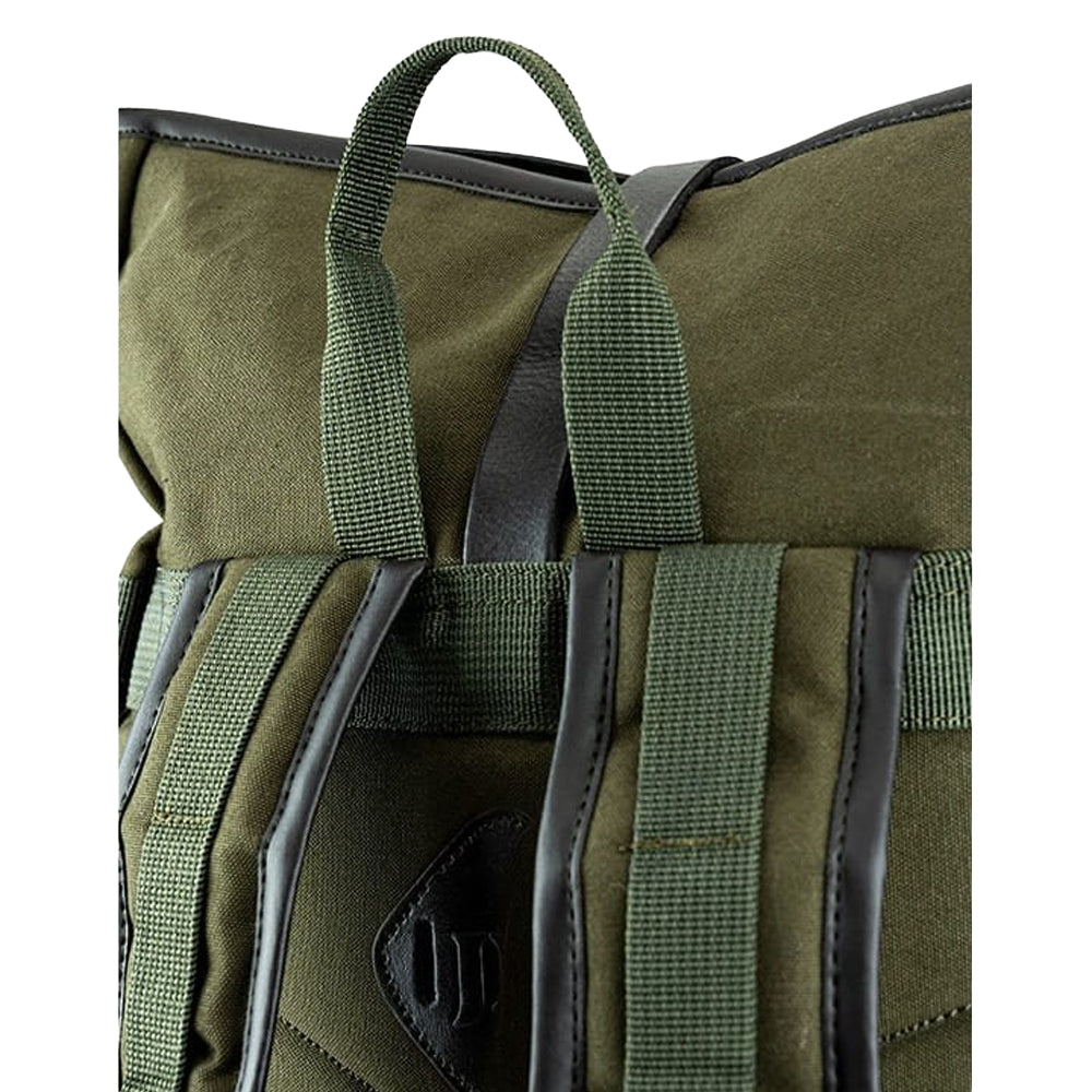 Green - Close up - Jack Pyke Leather Detailing Fold Up Rucksack