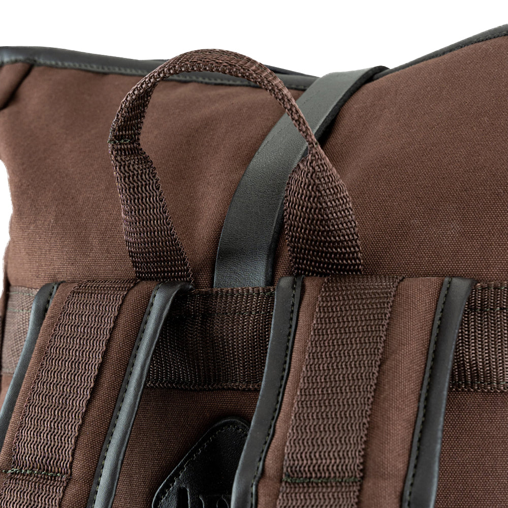 Brown - Close up - Jack Pyke Leather Detailing Fold Up Rucksack