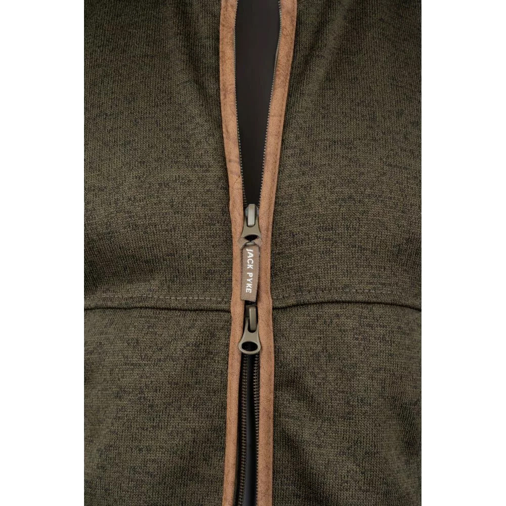 Dark Olive - Close up - Jack Pyke Mens Melange Fleece Gilet