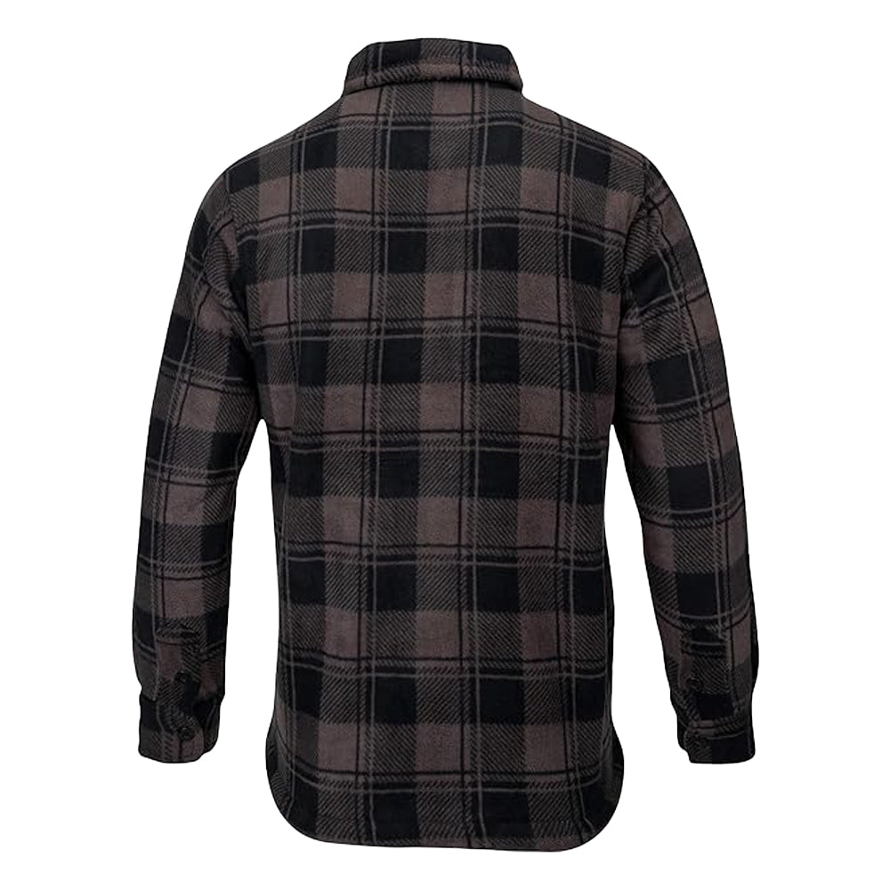 Brown - Back - Speero Mens Checked Sherpa Fleece Lined Shirt