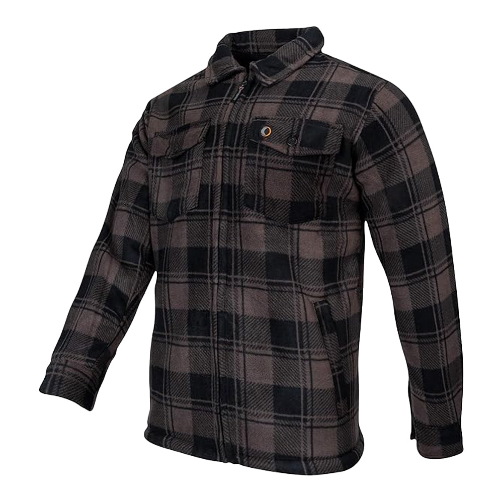 Brown - Side - Speero Mens Checked Sherpa Fleece Lined Shirt