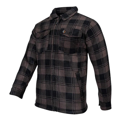 Brown - Side - Speero Mens Checked Sherpa Fleece Lined Shirt