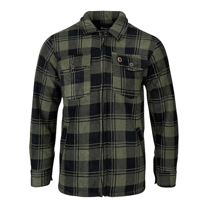 Green - Front - Speero Mens Checked Sherpa Fleece Lined Shirt