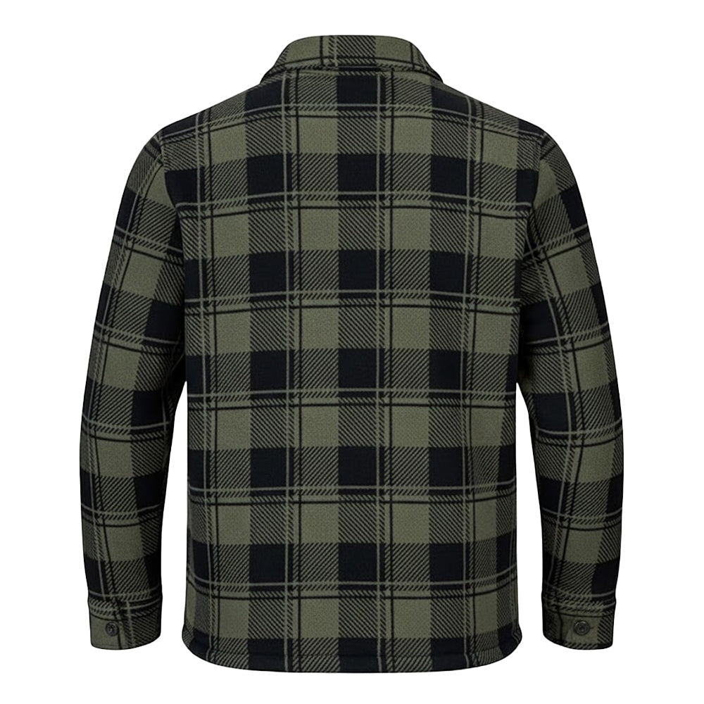 Green - Back - Speero Mens Checked Sherpa Fleece Lined Shirt