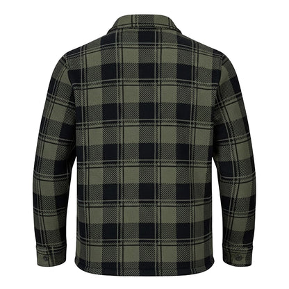 Green - Back - Speero Mens Checked Sherpa Fleece Lined Shirt