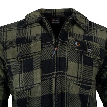 Green - Side - Speero Mens Checked Sherpa Fleece Lined Shirt