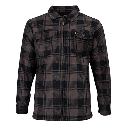 Brown - Front - Speero Mens Checked Sherpa Fleece Lined Shirt