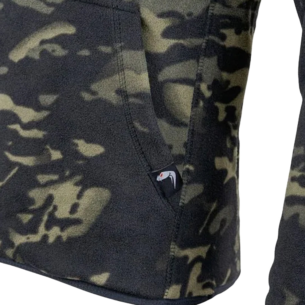 Black - Close up - Viper Mens Tactical Camo Fleece Hoodie