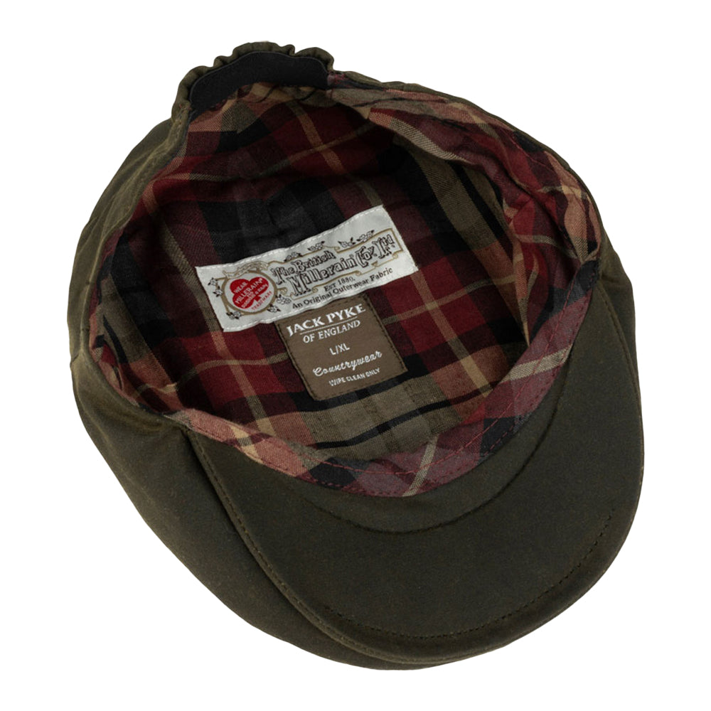 Green - Side - Jack Pyke Childrens-Kids Waxed Cotton Flat Cap