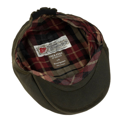 Green - Side - Jack Pyke Childrens-Kids Waxed Cotton Flat Cap