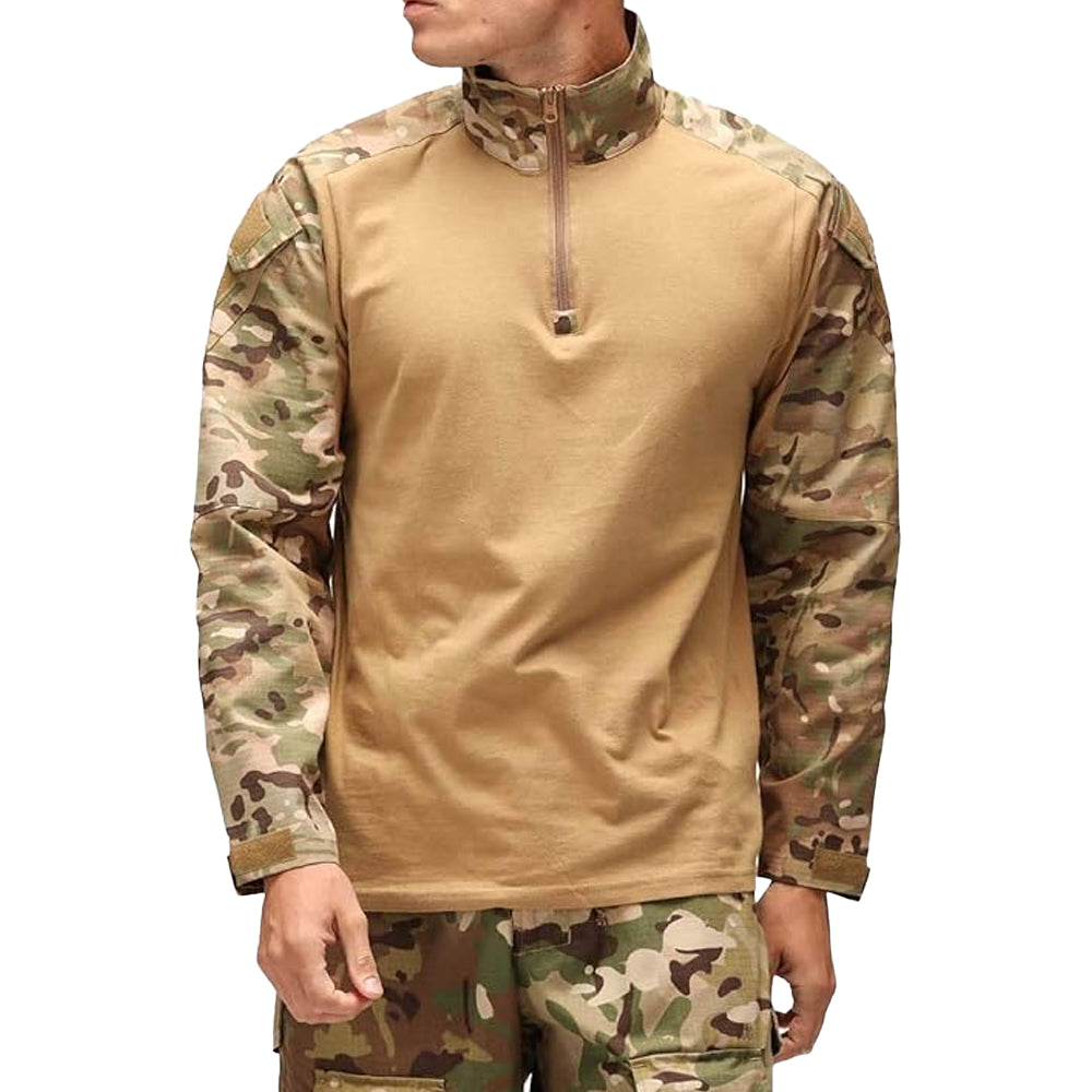 Coyote-Green - Front - Viper Mens Special Ops Quarter Zip Long-Sleeved T-Shirt