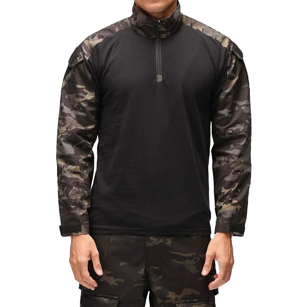 Black - Front - Viper Mens Special Ops Quarter Zip Long-Sleeved T-Shirt