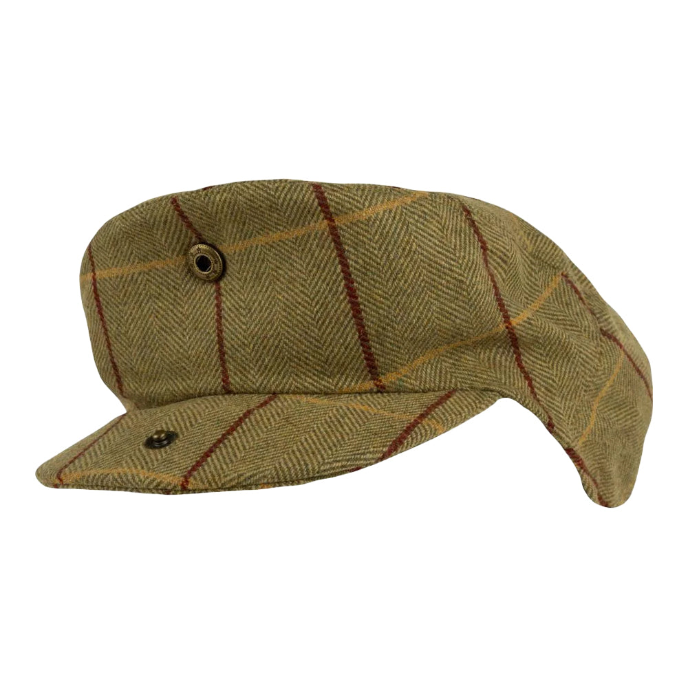 Green - Close up - Jack Pyke Mens Tweed Flat Cap