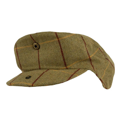 Green - Close up - Jack Pyke Mens Tweed Flat Cap