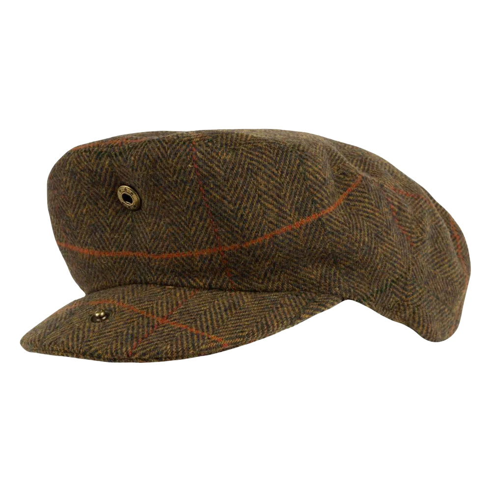 Brown - Close up - Jack Pyke Mens Tweed Flat Cap