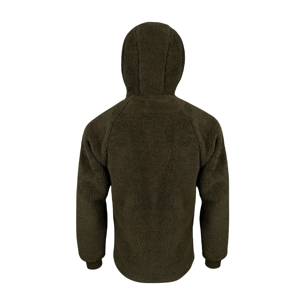 Dark Olive - Back - Speero Mens Sherpa Fleece Hoodie