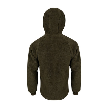 Dark Olive - Back - Speero Mens Sherpa Fleece Hoodie