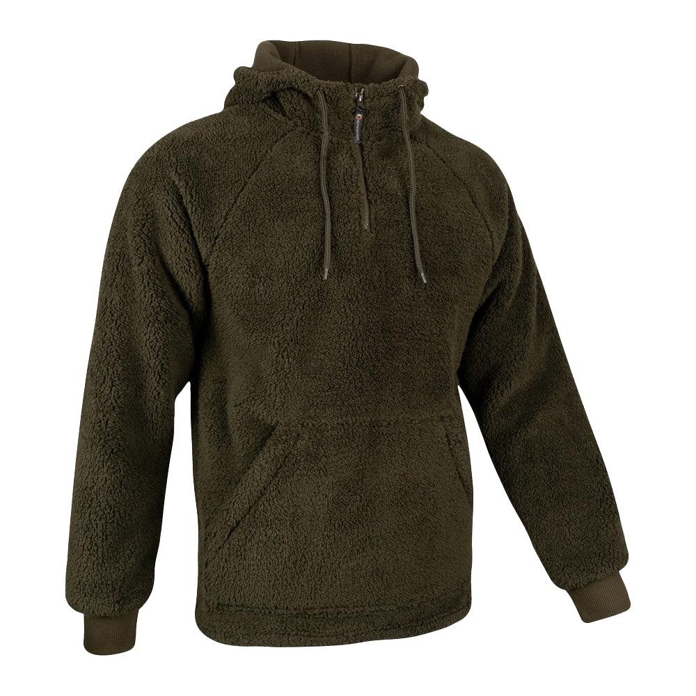 Dark Olive - Side - Speero Mens Sherpa Fleece Hoodie