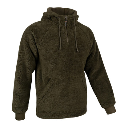 Dark Olive - Side - Speero Mens Sherpa Fleece Hoodie