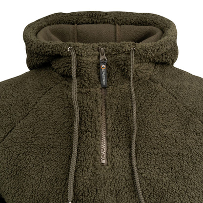 Dark Olive - Close up - Speero Mens Sherpa Fleece Hoodie
