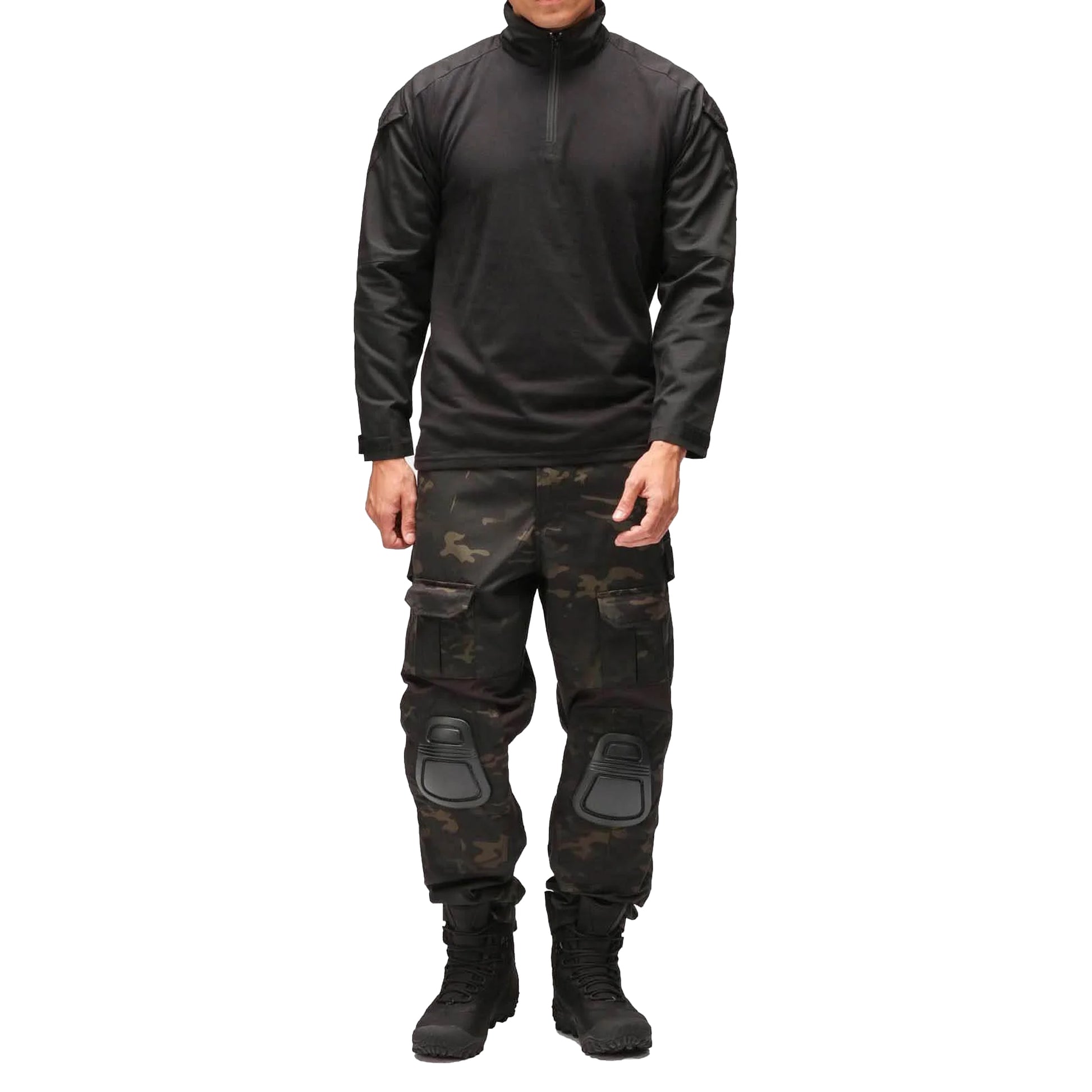 Black - Side - Viper Mens Special Ops Quarter Zip Long-Sleeved Shirt