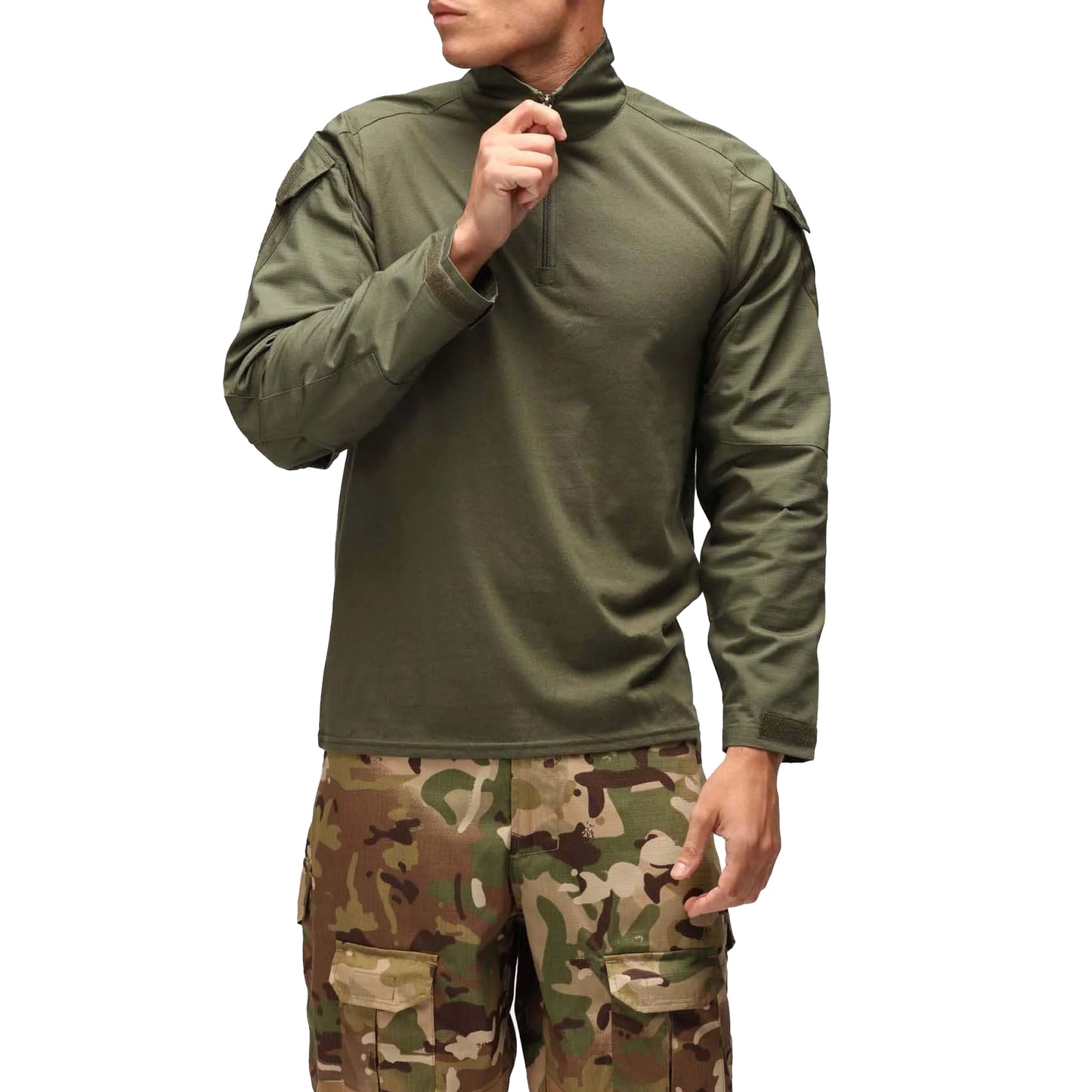 Green - Front - Viper Mens Special Ops Quarter Zip Long-Sleeved Shirt