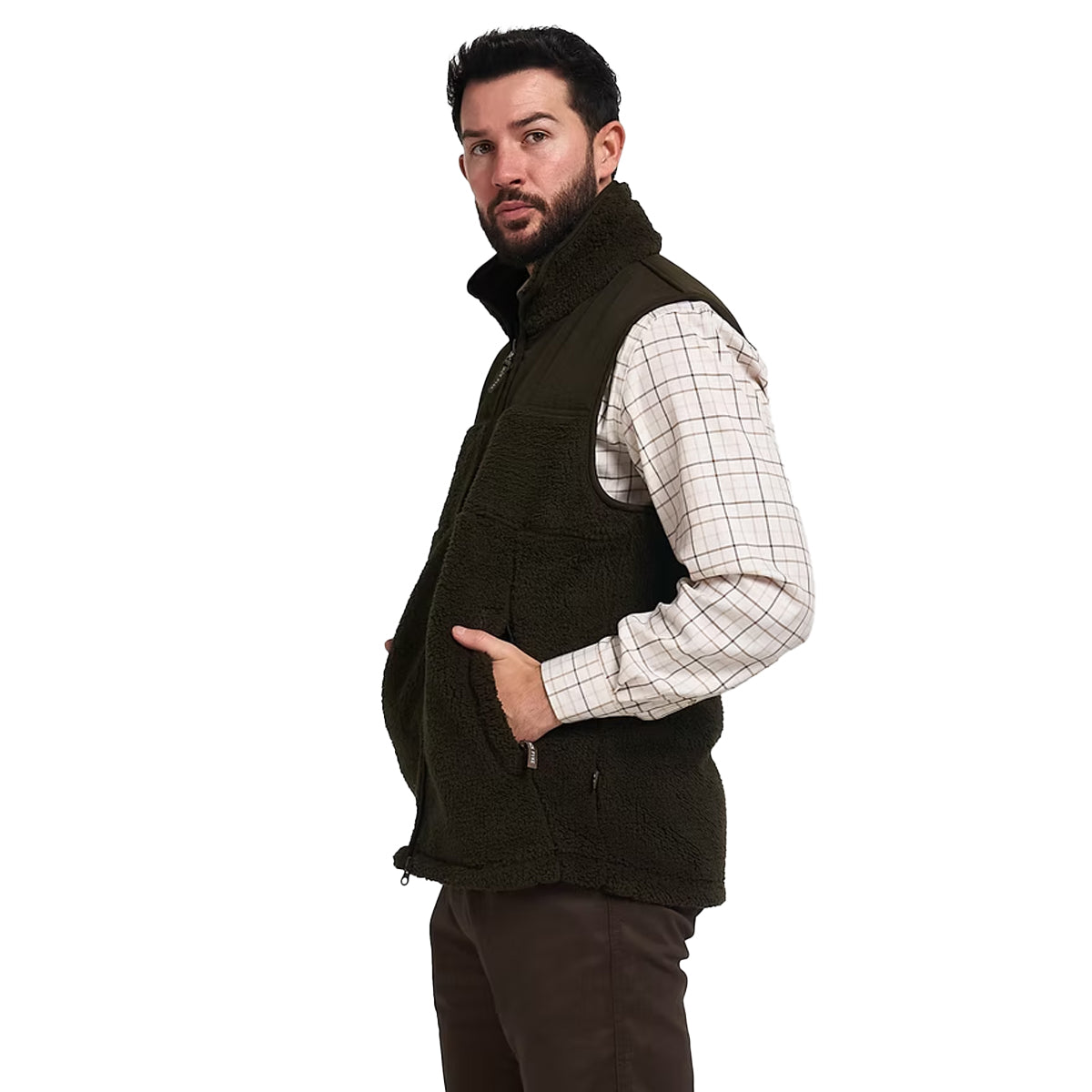 Dark Olive - Side - Jack Pyke Mens Sherpa Fleece Gilet